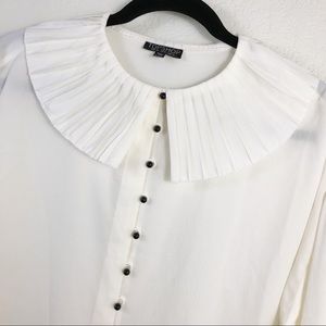 Topshop White Button Down Blouse Accordion Collar